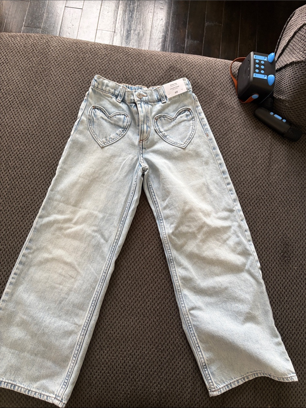 Girls Light Wash Heart Pocket Jeans